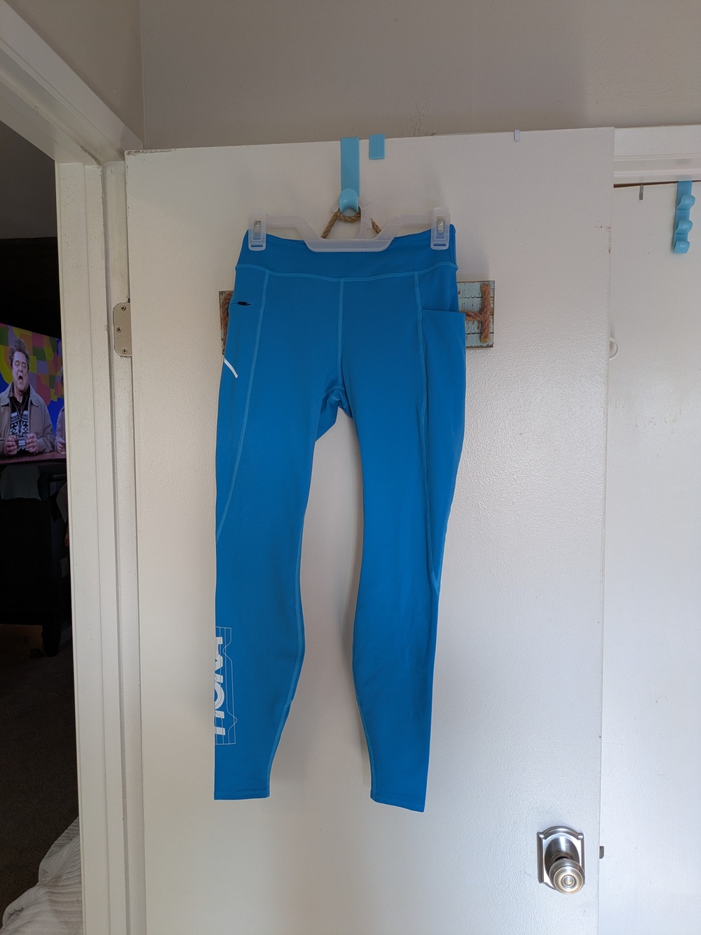 Hoka Women's Blue Tights with Side Pockets